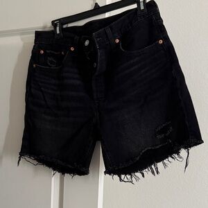 Levi's Black Frayed Jean Shorts